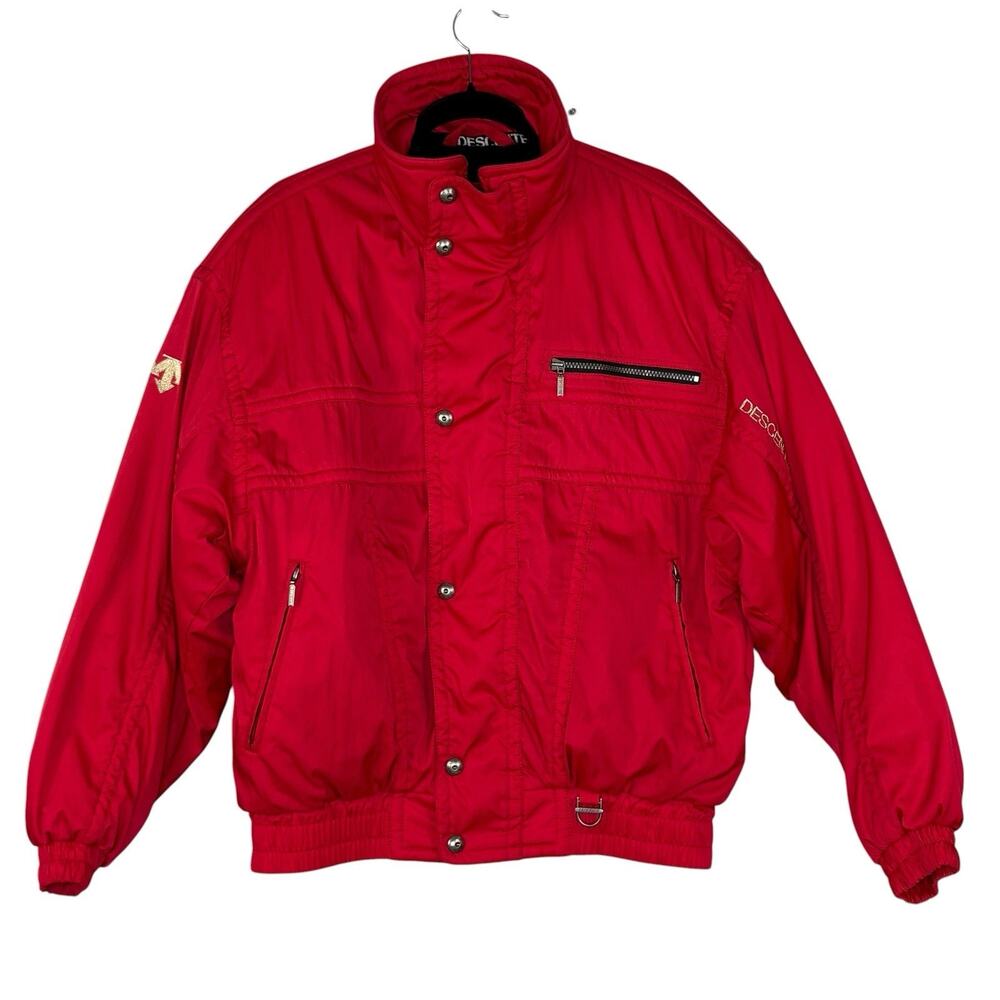 Vtg Descente Mens Ski Jacket Coat Bomber Puffer Red Size L